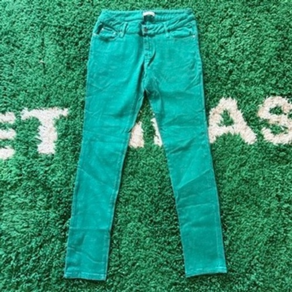 Stylebook Teal Green Corduroy Pants High Rise Straight‎ Leg Women's Size L